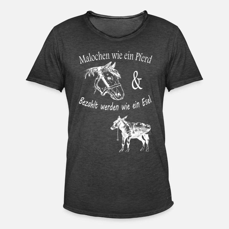 Malochen wie ein Pferd - Männer Vintage T-Shirt - Vintage Schwarz