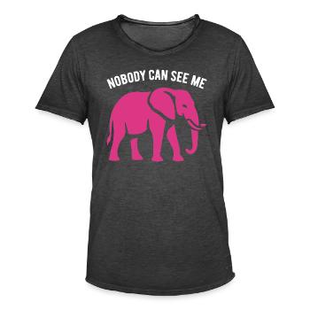Rosa Elefant - Nobody can see me - Geschenk - Männer Vintage T-Shirt - Vintage Schwarz - Vorne - Jose (178cm)