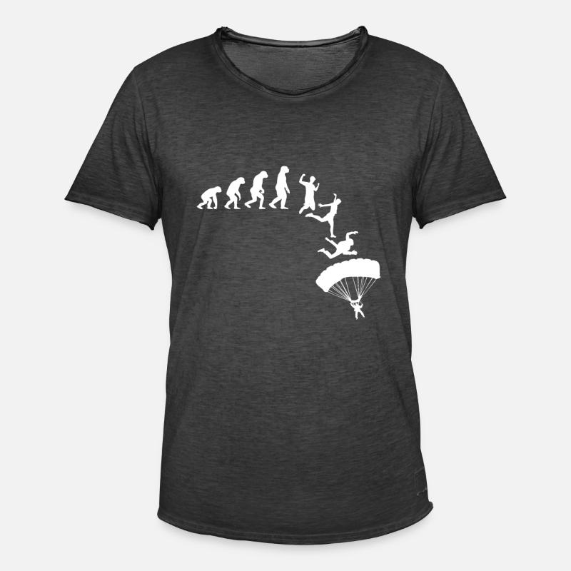 Evolution Fallschirmspringer Skydiver Geschenk - Männer Vintage T-Shirt - Vintage Schwarz