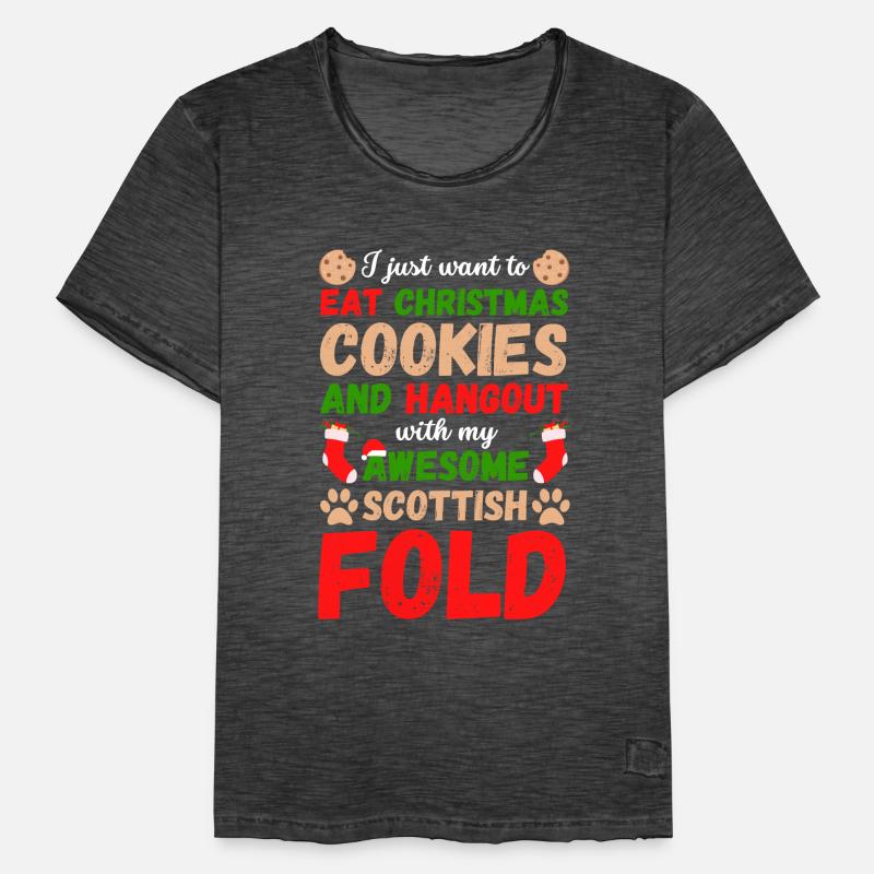 Biscuits de chat écossais de Noël T-shirt vintage Homme