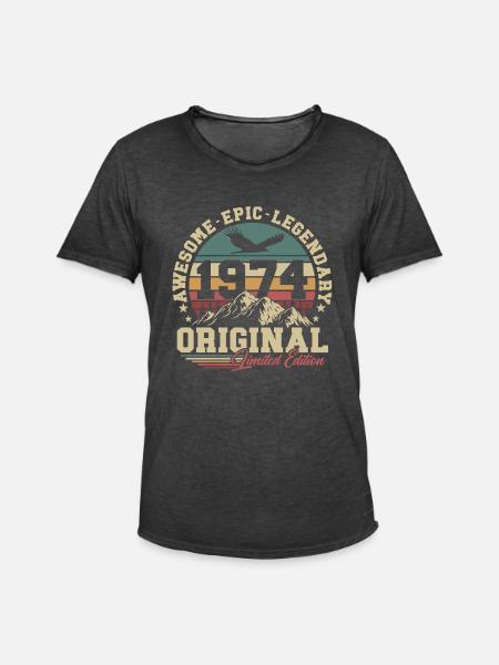 Originele 1974 Vintage verjaardagscadeau Retro - Mannen Vintage T-shirt - vintage zwart