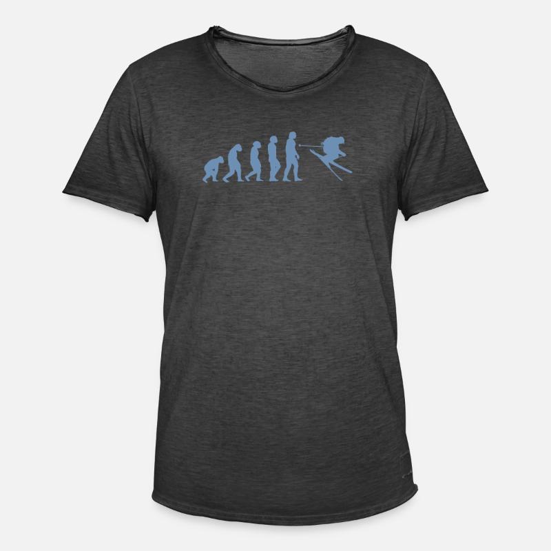 Ski Evolution Tshirt - Männer Vintage T-Shirt - Vintage Schwarz