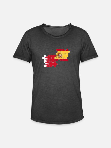 Bahrain Spain Flag of Bahraini - Men's Vintage T-Shirt - washed black