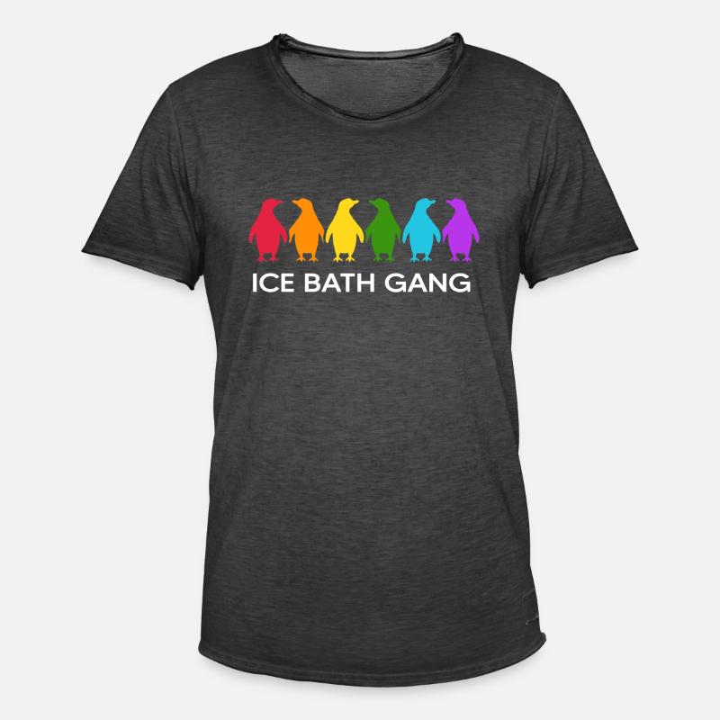 Eisbader Winterschwimmer Pinguin Eisloch Eisbad - Männer Vintage T-Shirt - Vintage Schwarz