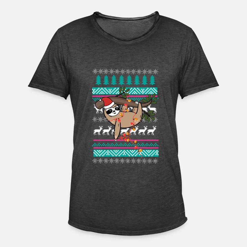 faultier pullover weihnachten geschenk - Männer Vintage T-Shirt - Vintage Schwarz