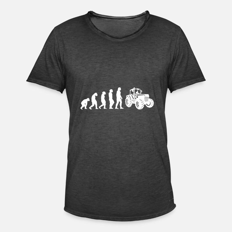 Evolution Traktorfahrer - Männer Vintage T-Shirt - Vintage Schwarz