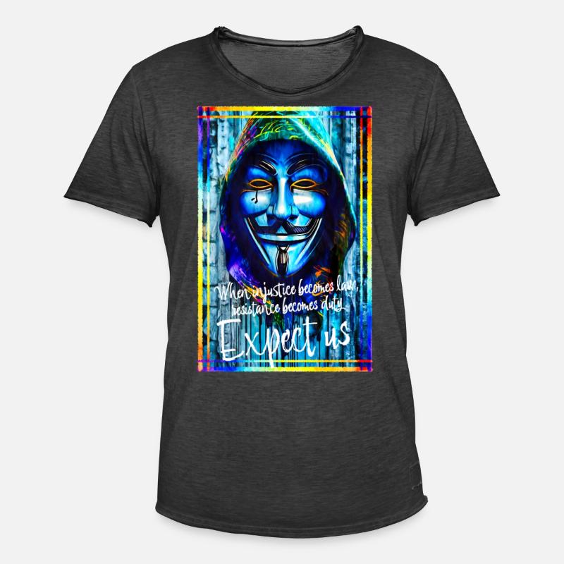 Anonyme Hacker. Erwarten Sie uns. - Männer Vintage T-Shirt - Vintage Schwarz