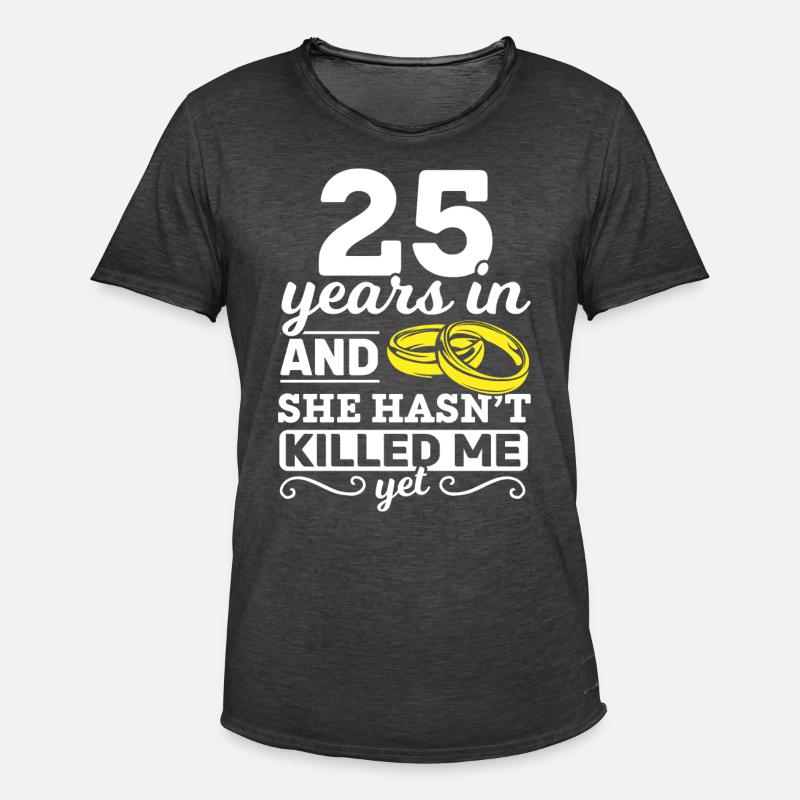 25 år 25 års bryllupsdag ekteskapsgave - Vintage-T-skjorte for menn - vintage svart