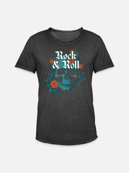 Rock'n'Roll-Totenkopf-Design - Männer Vintage T-Shirt - Vintage Schwarz