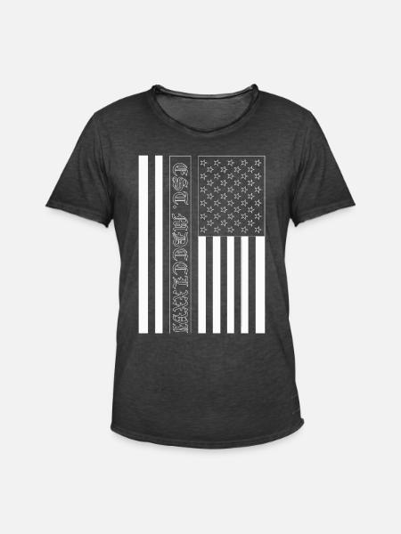 Est. MDCCLXXVI USA Flag - Men's Vintage T-Shirt - washed black
