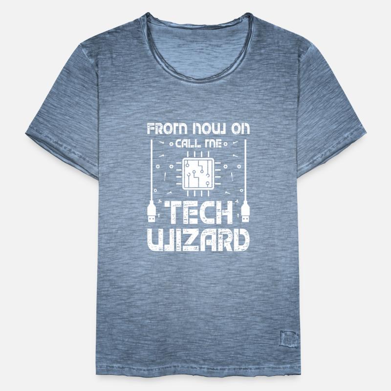 Call Me Tech Wizard Funny IT Support Computer Männer Vintage T-Shirt