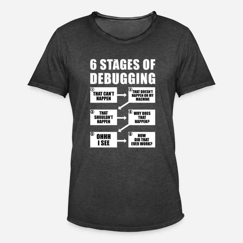 6 Stufen des Debug-Programmierer-Geschenks - Männer Vintage T-Shirt - Vintage Schwarz
