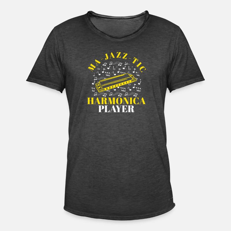 Harmonica Ma-Jazz-Tic harmonica player - Men's Vintage T-Shirt - washed black