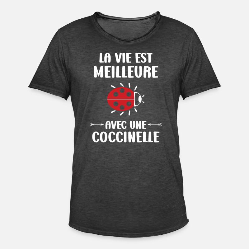 amour Coccinelle - T-shirt vintage Homme - noir vintage