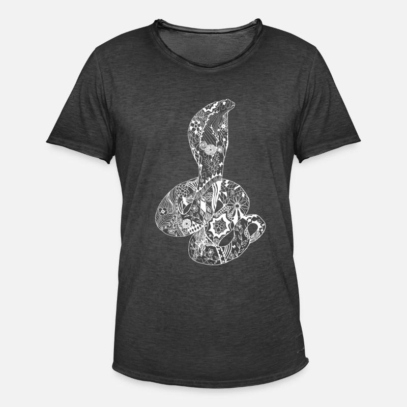 Patchwork Cobra - Männer Vintage T-Shirt - Vintage Schwarz