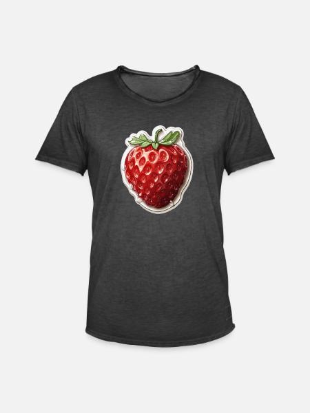 Fraise - illustration - T-shirt vintage Homme - noir vintage
