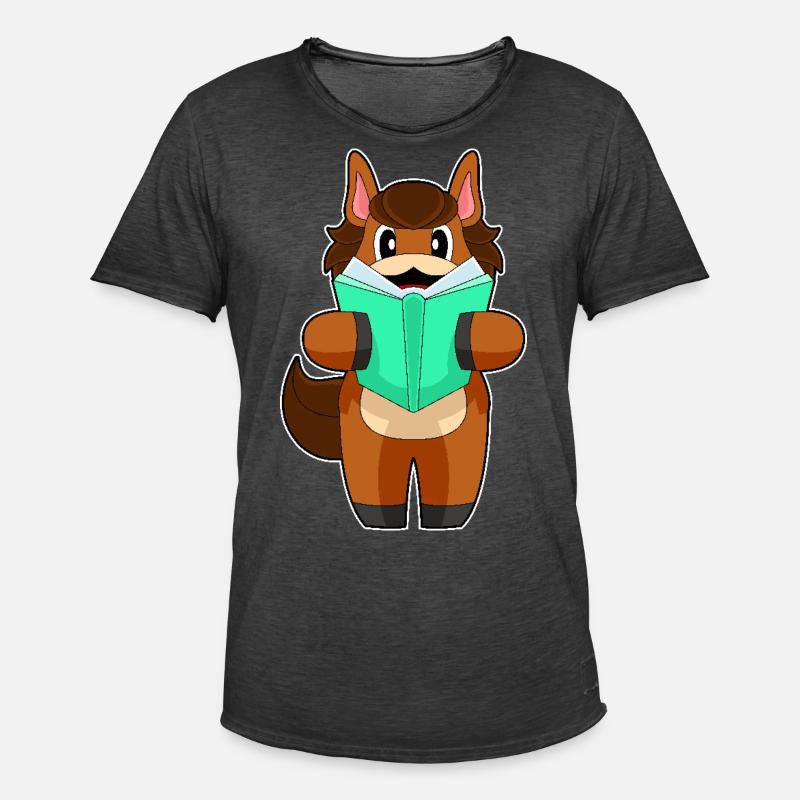 Pferd Buch - Männer Vintage T-Shirt - Vintage Schwarz