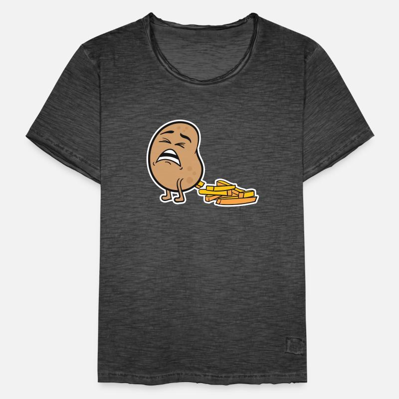 Chips Frieten Grappige Gift Mannen Vintage T-shirt