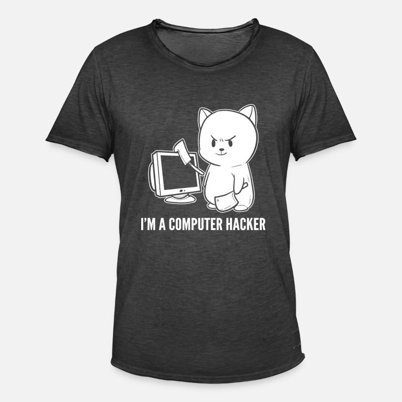 Computer-Hacker Lustiger Computer-Geek. Geschenk - Männer Vintage T-Shirt - Vintage Schwarz