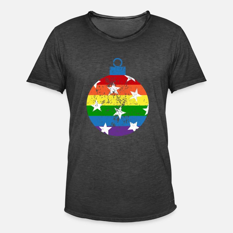 Regenbogen Weihnachtskugel Queer Gay Pride - Männer Vintage T-Shirt - Vintage Schwarz