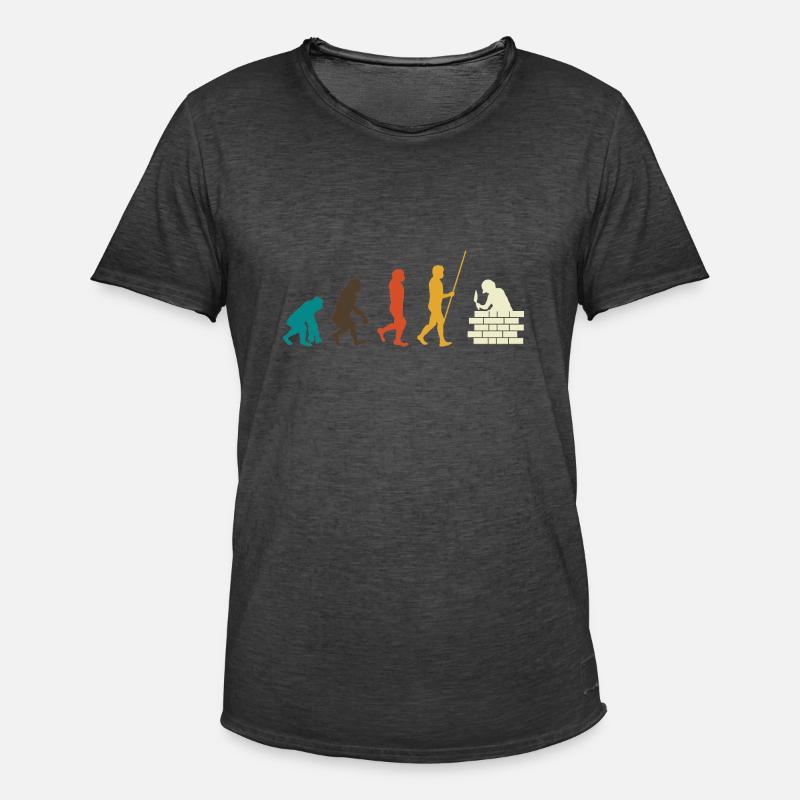 Maurer Evolution Handwerker Bauarbeiter Geschenk - Männer Vintage T-Shirt - Vintage Schwarz