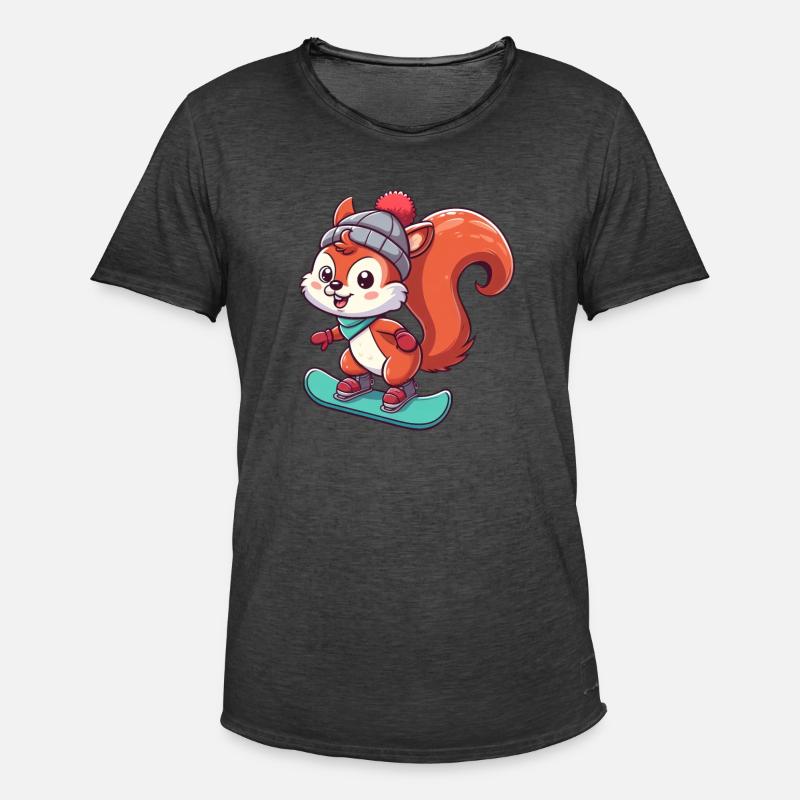 Winterabenteuer mit Eichhörnchen – Snowboard-Spaß - Männer Vintage T-Shirt - Vintage Schwarz