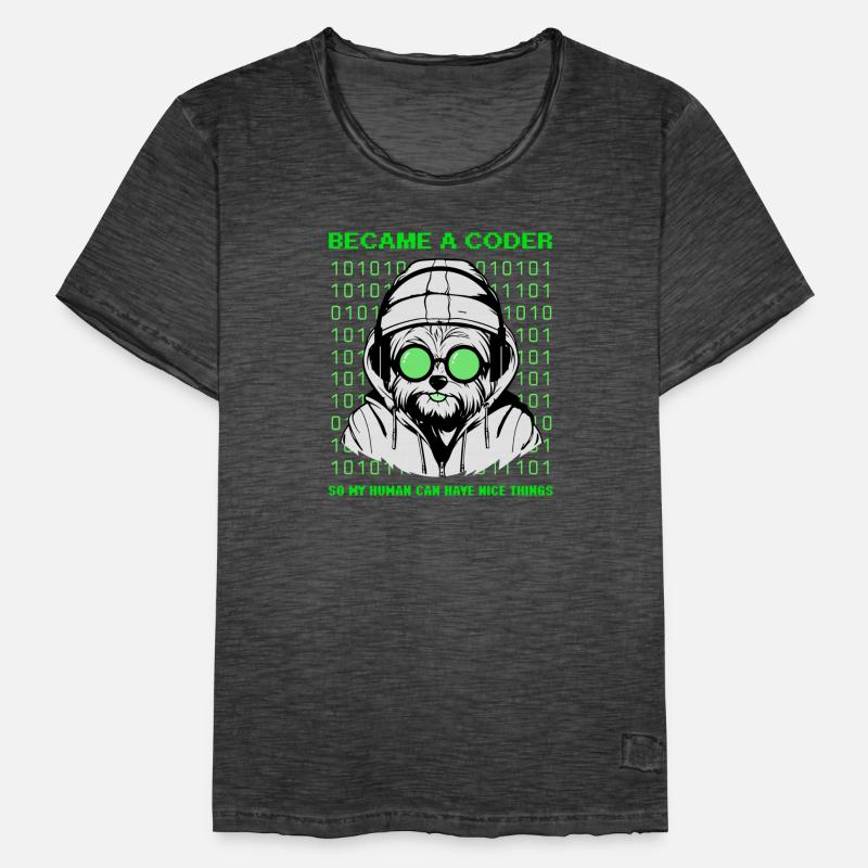 Became a Coder – Hacker Dog Binary Look Men's Vintage T-Shirt