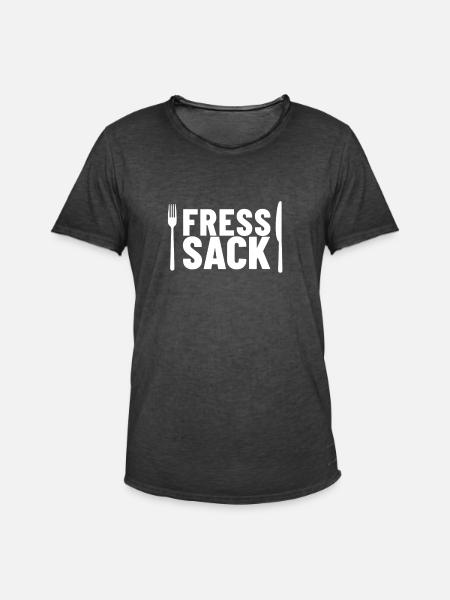 Fresssack - Männer Vintage T-Shirt - Vintage Schwarz
