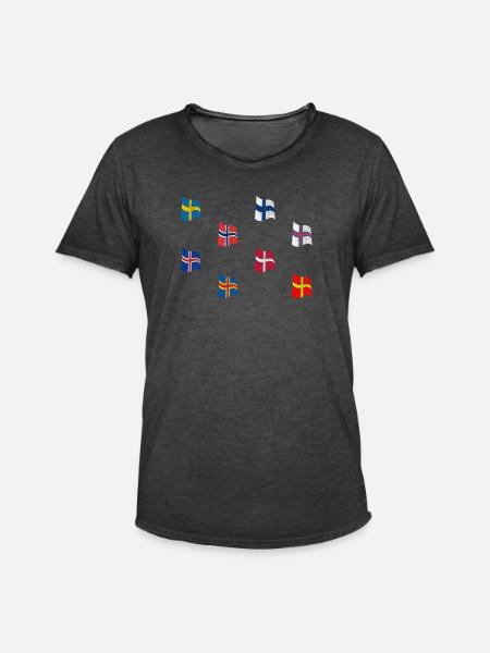 Flags Scandinavia - Men's Vintage T-Shirt - washed black