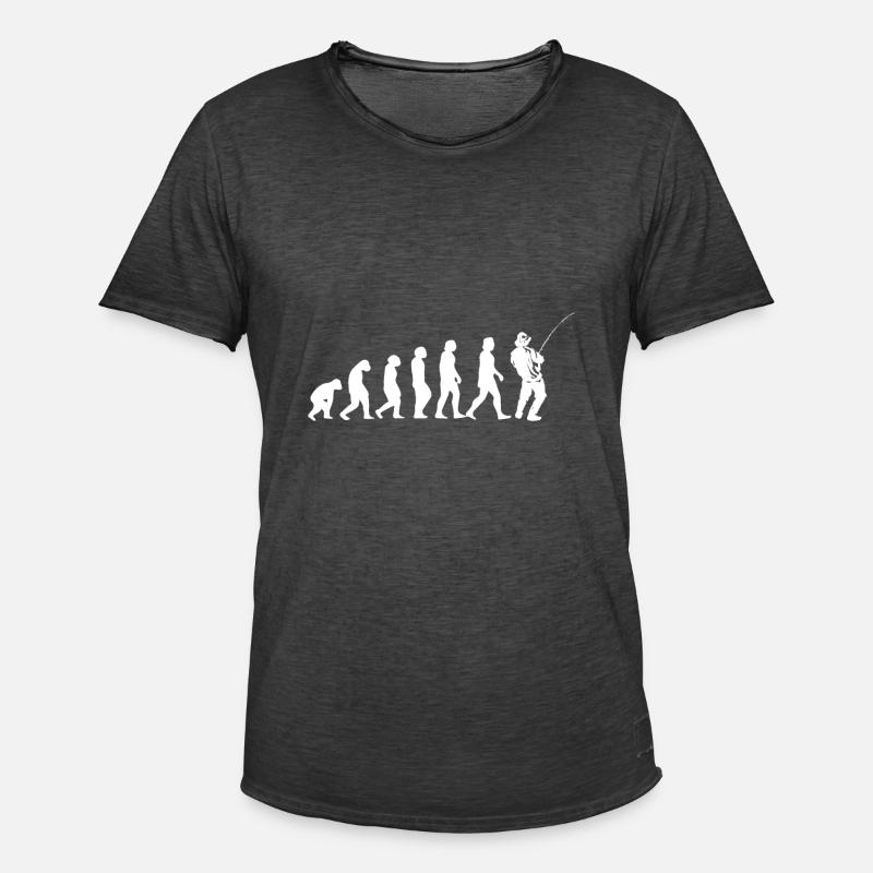 L'évolution évolution du pêcheur - T-shirt vintage Homme - noir vintage