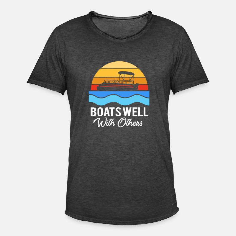 Pontonboot Boot Boote - Männer Vintage T-Shirt - Vintage Schwarz
