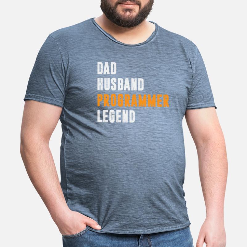 Dad Husband Programmer Legend Coder Coding Men's Vintage T-Shirt