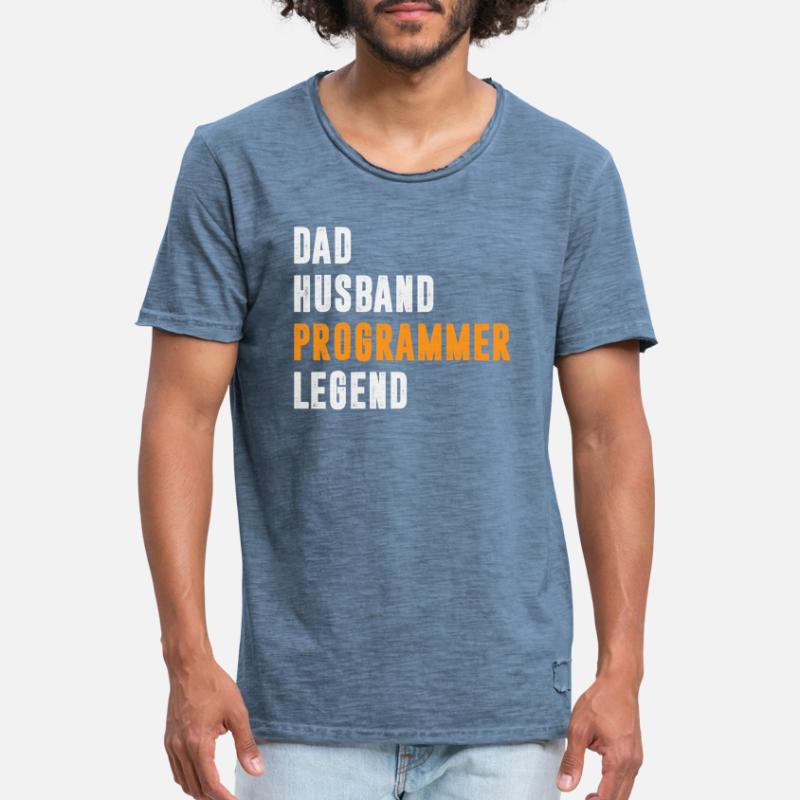 Dad Husband Programmer Legend Coder Coding Men's Vintage T-Shirt