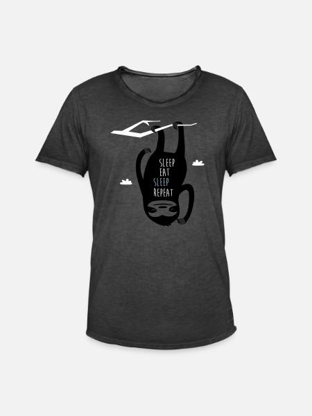 Sleep Eat Sleep Repeat Sloth - Men's Vintage T-Shirt - washed black