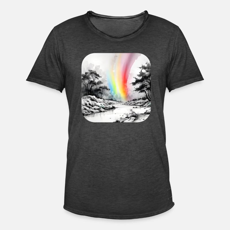 Landschaft mit Regenbogen - Männer Vintage T-Shirt - Vintage Schwarz
