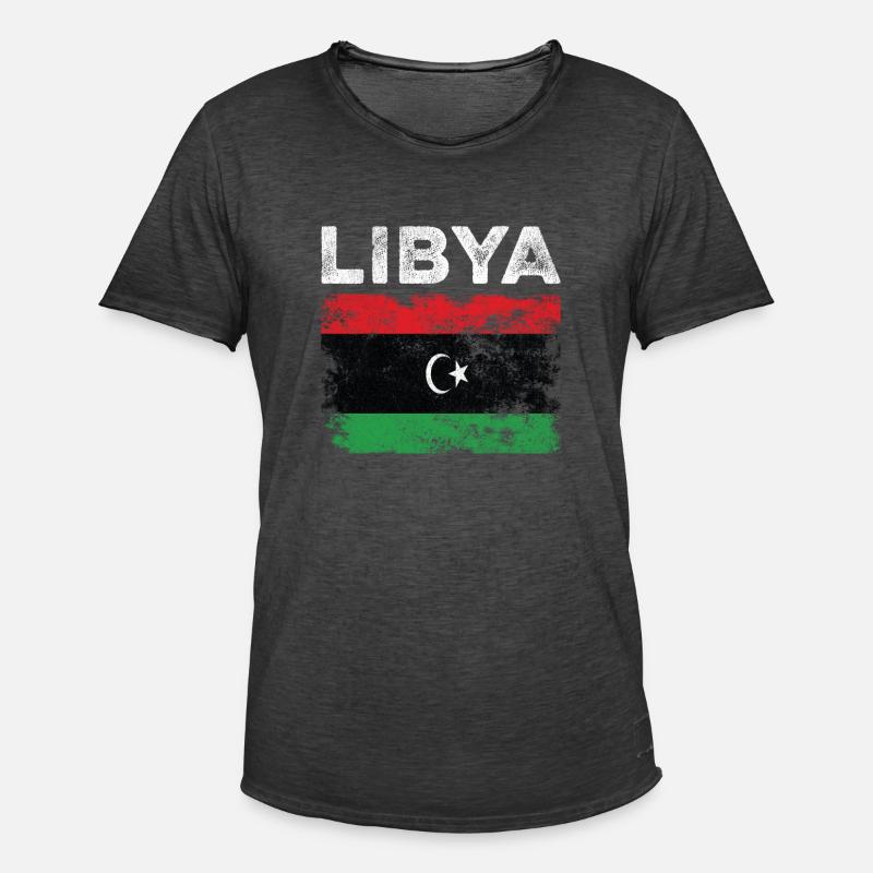Libya Flag Distressed - Libysche Flagge - Männer Vintage T-Shirt - Vintage Schwarz