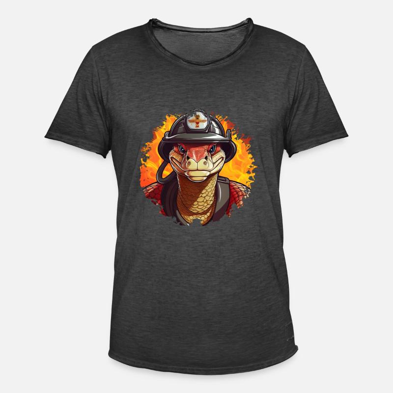 Pythons Feuerwehr / Feuerwehrmann Python - Männer Vintage T-Shirt - Vintage Schwarz