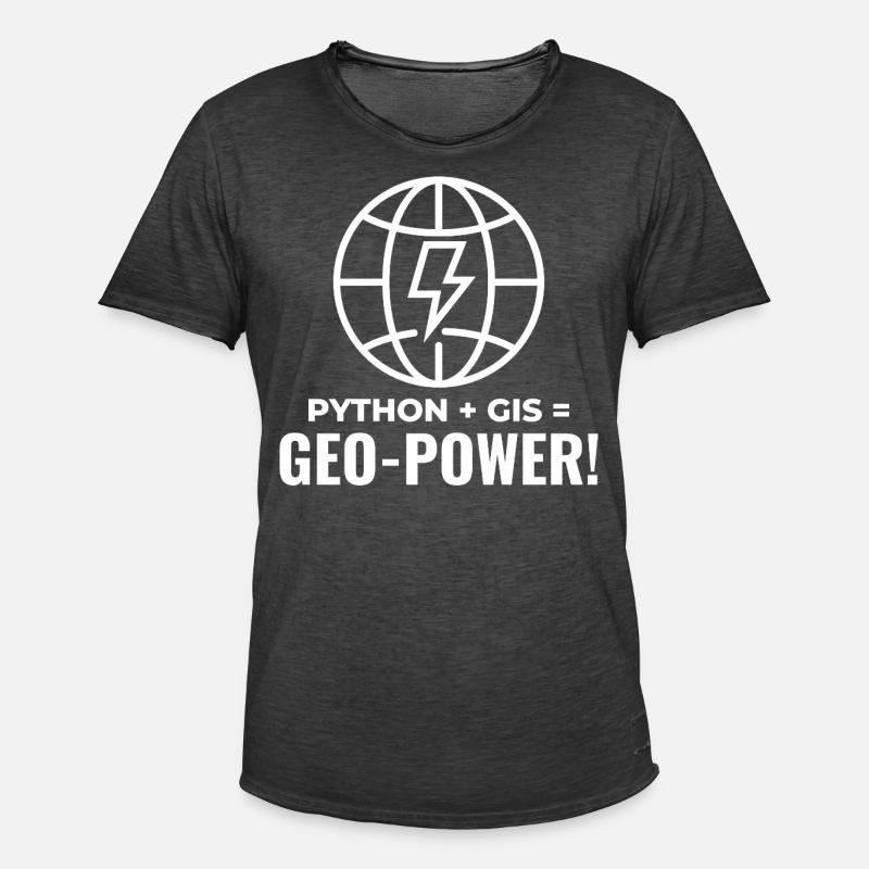 Python SIG Géo-Puissance Programmation Géospatial - T-shirt vintage Homme - noir vintage