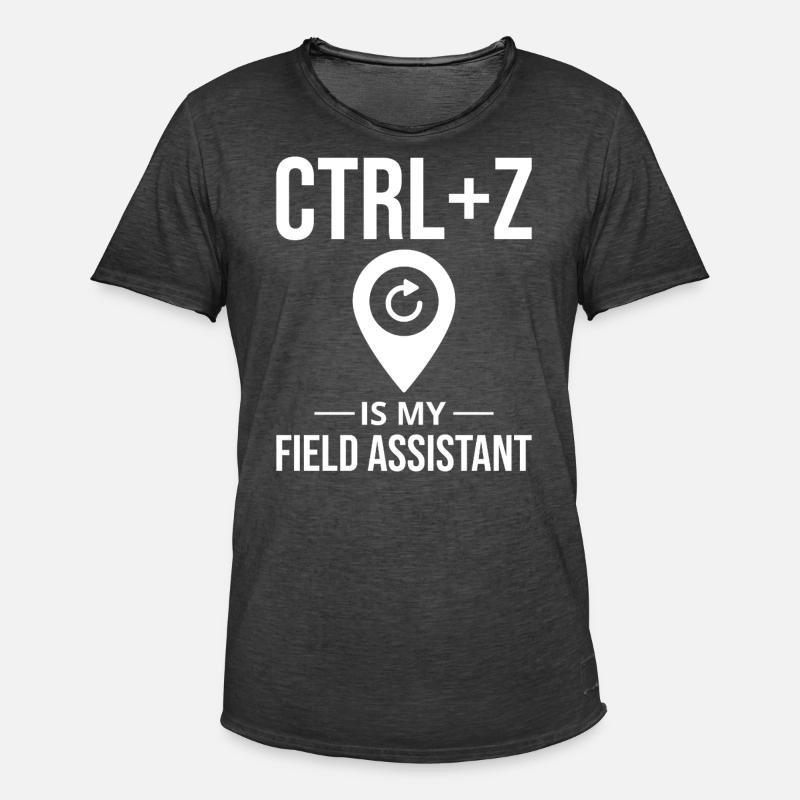 CTRL+Z Feltassistent GIS-dataredigering Angre - Vintage-T-skjorte for menn - vintage svart