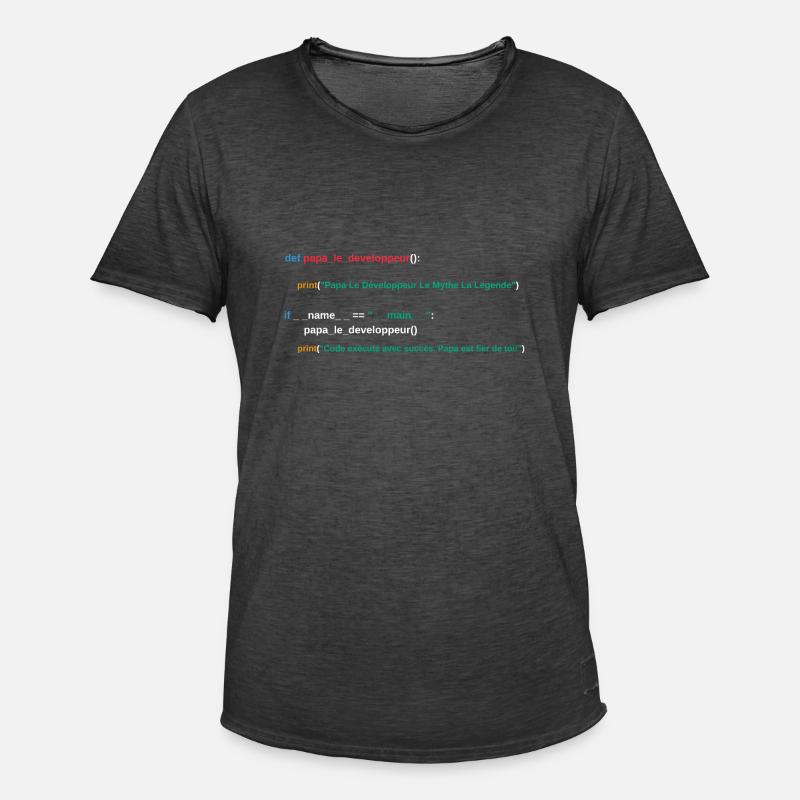 Code du programme Papa développeur - T-shirt vintage Homme - noir vintage