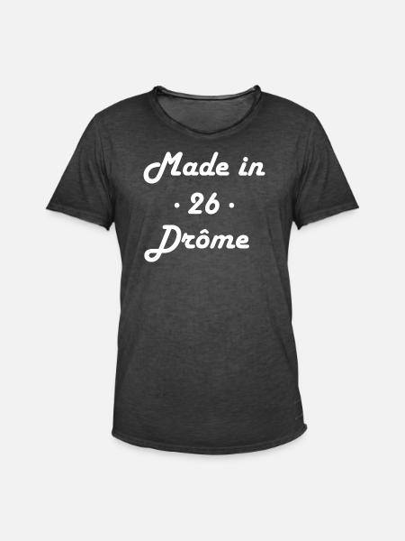 Made in Drôme - T-shirt vintage Homme - noir vintage