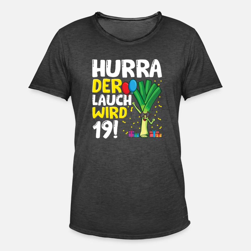 Hurra der Lauch wird 19 - Männer Vintage T-Shirt - Vintage Schwarz