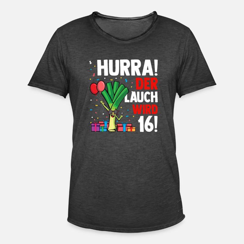Hurra der Lauch wird 16 - Männer Vintage T-Shirt - Vintage Schwarz