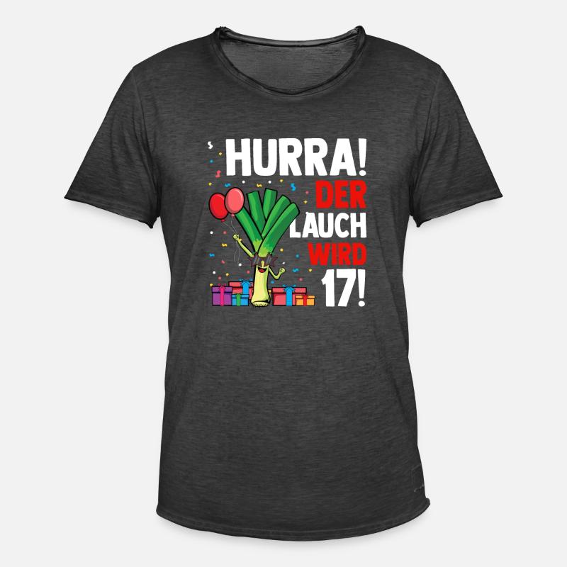 Hurra der Lauch wird 17 - Männer Vintage T-Shirt - Vintage Schwarz