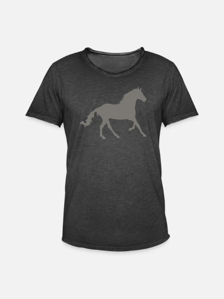 Pferd - Männer Vintage T-Shirt - Vintage Schwarz