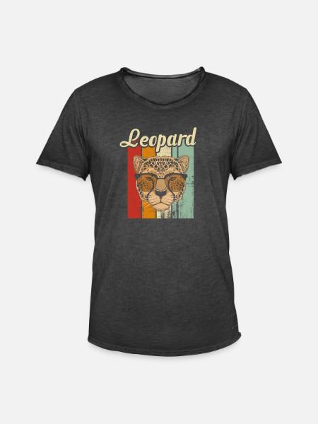 leopard - Men's Vintage T-Shirt - washed black
