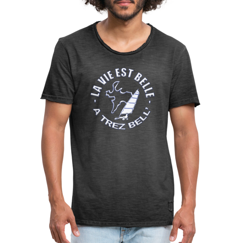 La vie est belle a Trez Bell blanc - T-shirt vintage Homme