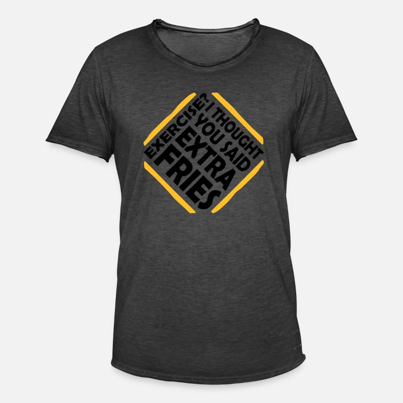 Exercise Extra Fries Zitat - Männer Vintage T-Shirt - Vintage Schwarz