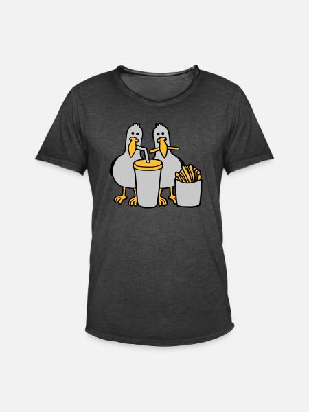 Fast food stolen seagulls - Men's Vintage T-Shirt - washed black