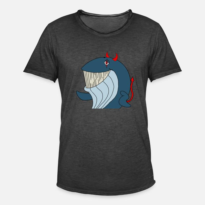 Devil Whale - Männer Vintage T-Shirt - Vintage Schwarz